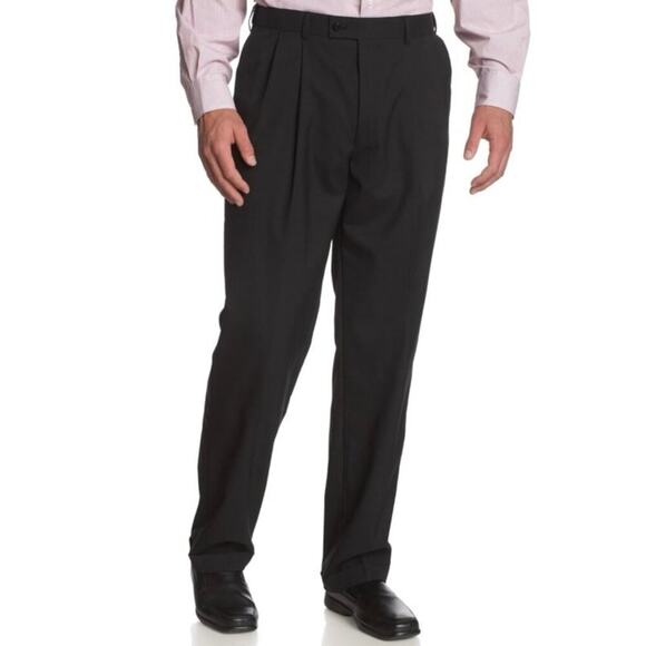 Louis Raphael Luxe Other - Louis Raphael Luxe Wool Pleated Dress Pants Hidden Waistband Black Classic 34x32